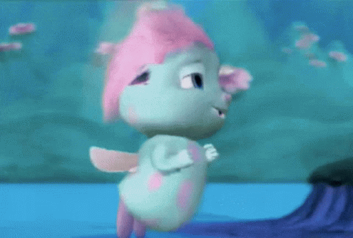 Pink-Haired Cartoon Character Swimming GIF