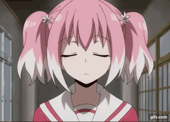 Pink-Haired Girl with Pigtails Eyes Closed and Flower