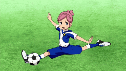 Pink-Haired Girl With Soccer Ball On Foot GIF