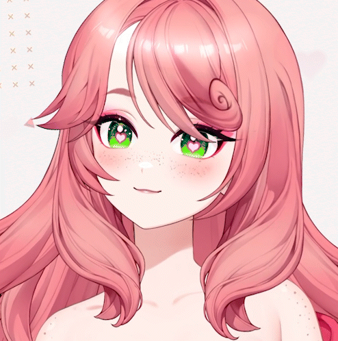 Pink-Haired Green-Eyed Girl With Freckles