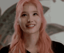 Pink Haired Sana Blushing GIF