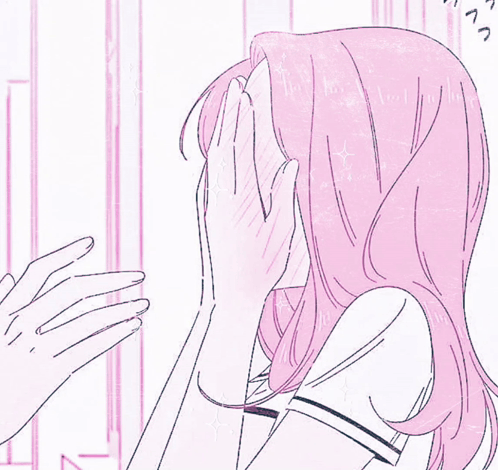 Pink-Haired Woman Covering Face