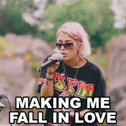 Pink-Haired Woman Singing Making Me Fall in Love