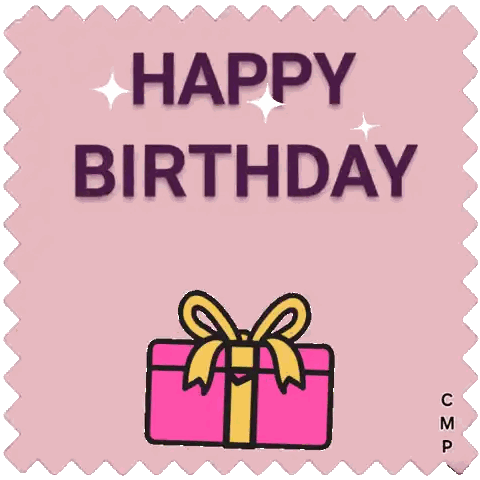 Pink Happy Birthday Sticker with Gift