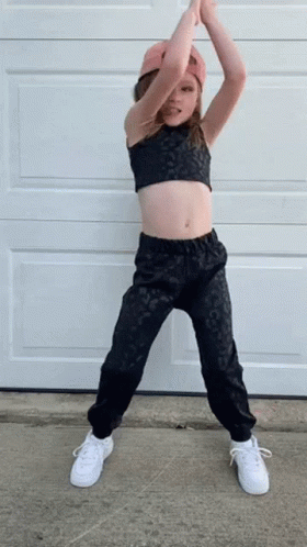 Pink Hat Girl Dancing Black Crop Top GIF