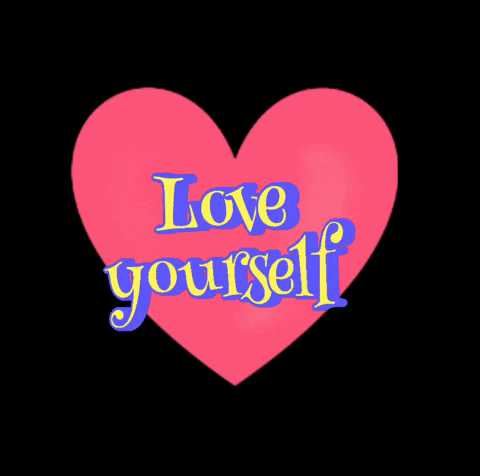 Pink Heart Love Yourself Quote GIF