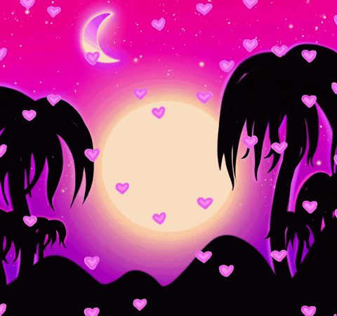 Pink Heart Rain Retro Paradise GIF