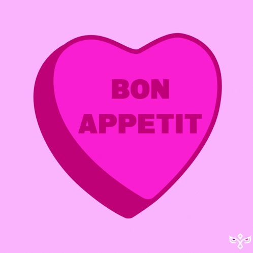 Pink Heart Saying Bon Appetit GIF