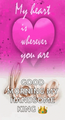 Pink Heart Saying My Heart Is Wherever You Are GIF