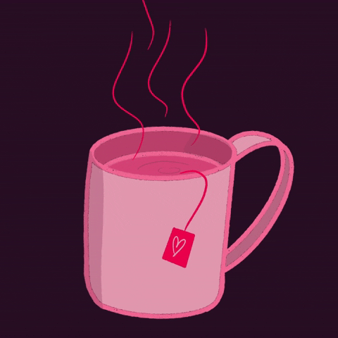 Pink Heart Tea Time Illustration GIF