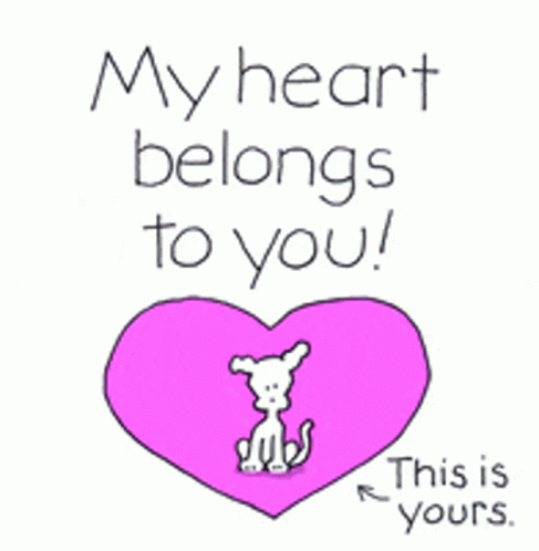 Pink Heart With Dog Saying My Heart Belongs to You