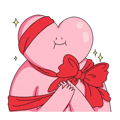 Pink Heart with Red Bow