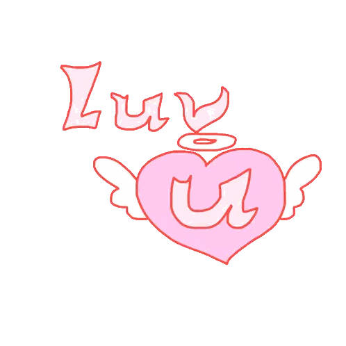Pink Heart with Wings and Luv U