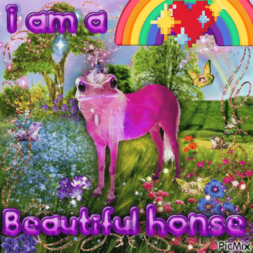 Pink Horse Saying I Am A Beautiful Horse GIF