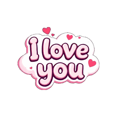 Pink I Love You Sticker with Hearts