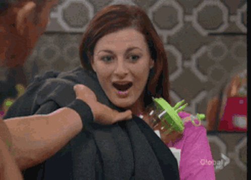 Pink Jacket Woman Held By Man In Suit GIF