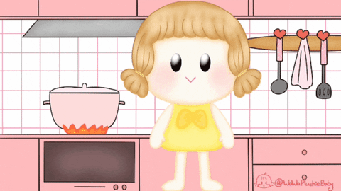 Pink Kitchen Boiling Pot Animation GIF