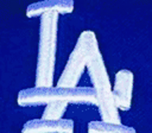 Pink LA Logo on Purple Background