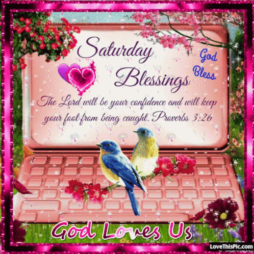 Pink Laptop Saturday Blessings GIF