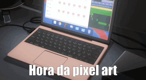 Pink Laptop with Hora da Pixel Art