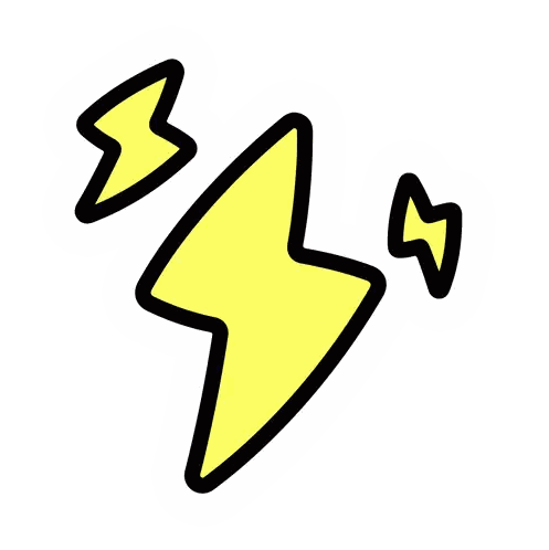 Pink Lightning Bolt with Yellow Background