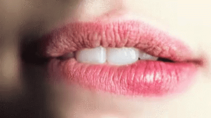 Pink Lips Lip Bite GIF
