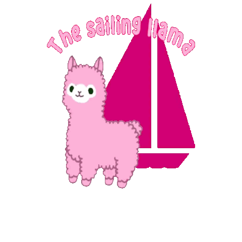Pink Llama Next to Sailboat The Sailing Llama