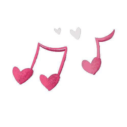 Pink Music Notes With Hearts