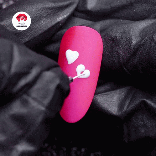 Pink Nail with Hearts