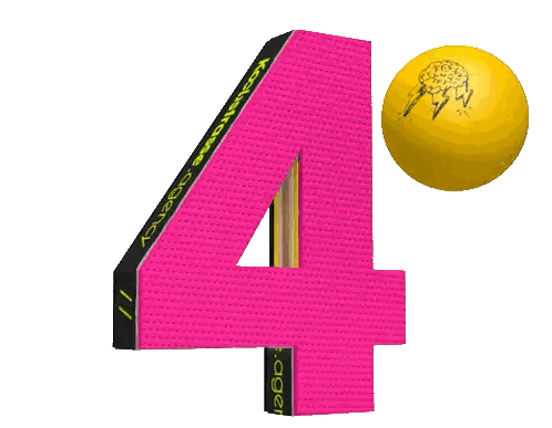 Pink Number 4 With Ball And Pencil