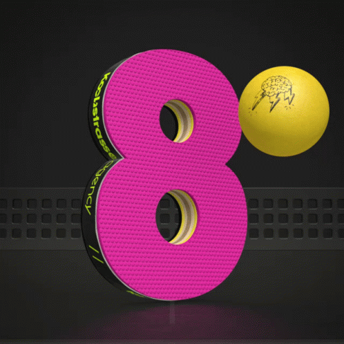 Pink Number 8 With Yellow Ball On Top