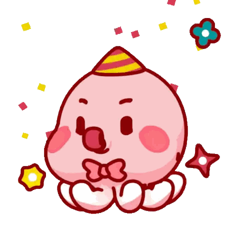 Pink Octopus With Party Hat And Bow Tie