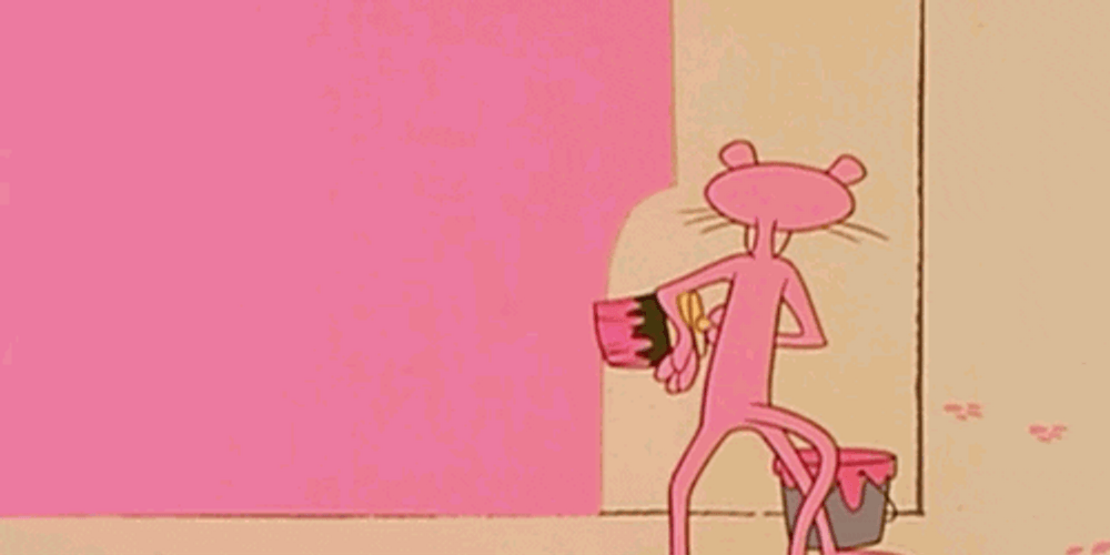 Pink Panther Hiding On The Wall GIF