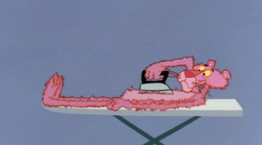Pink Panther Ironing Itself GIF