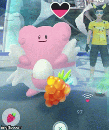 Pink Panther Painting Blue Cylinder, Pokemon Go Character With Bucket GIF