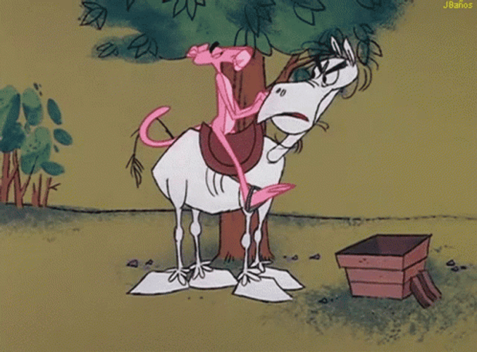 Pink Panther Riding Dunky GIF