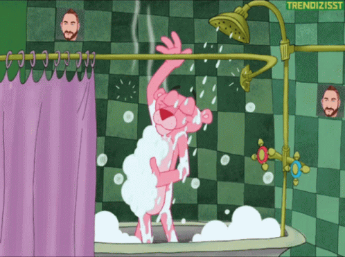 Pink Panther Showering GIF