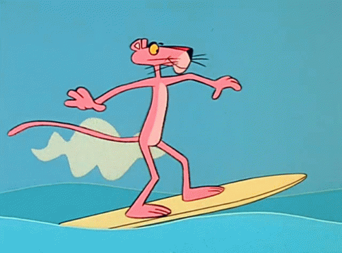 Pink Panther Surfing Cartoon GIF