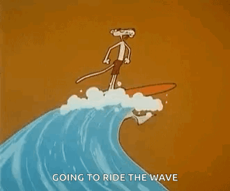 Pink Panther Surfing Wave