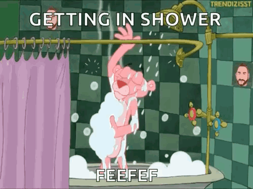 Pink Panther Taking Shower