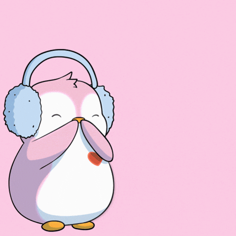 Pink Penguin Flying Kiss Mua GIF