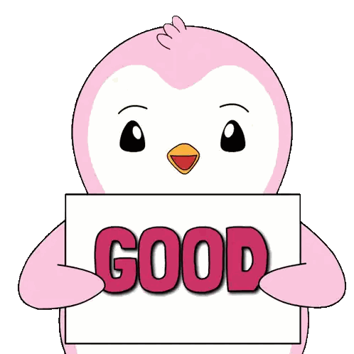 Pink Penguin Holding Luck Sign