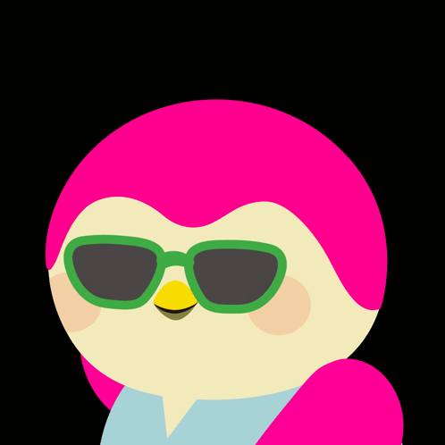 Pink Penguin In Green Sunglasses And Scarf Saying Saturday GIF