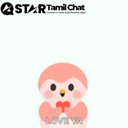 Pink Penguin Saying Love Ya with Red Hearts