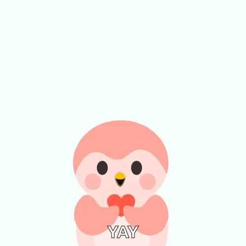 Pink Penguin Surrounded By Hearts Yay GIF