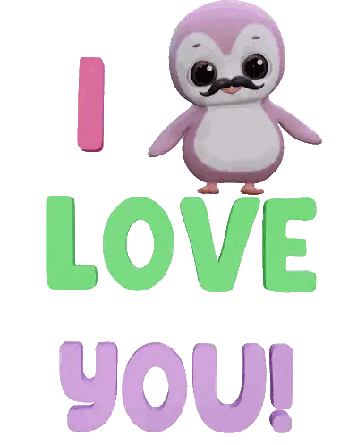 Pink Penguin With Mustache Saying I Love You