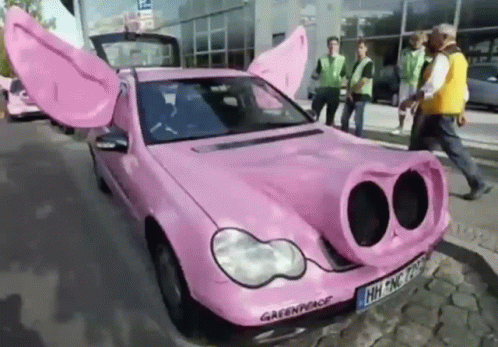 Pink Pig Car with Greenpeace Logo