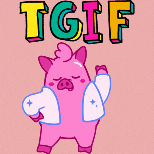 Pink Pig In White Jacket Saying TGIF GIF