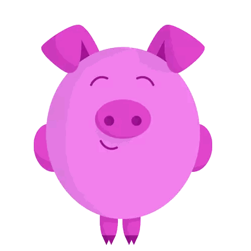 Pink Pig With Party Hat and Glass