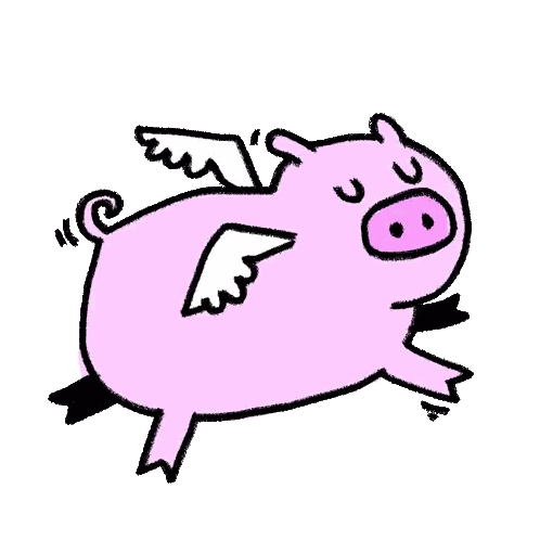 Pink Pig With Wings Flying